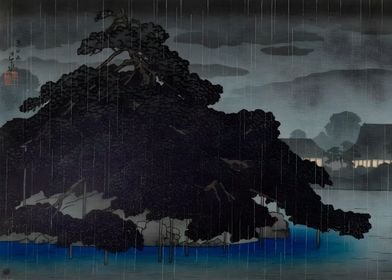 Ukiyo e Night Rain