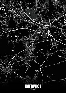 Katowice Poland Dark Map