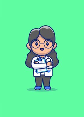 Cute Female Doctor Cartoon