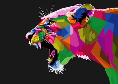 colorful lion head vector