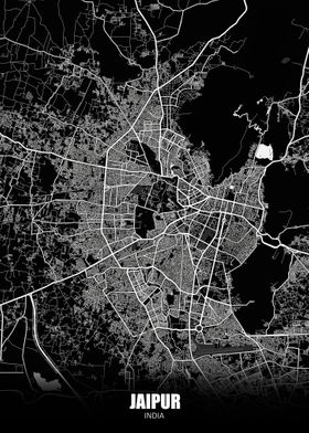 Jaipur India Dark Map