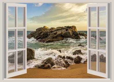 Window view sea landscape