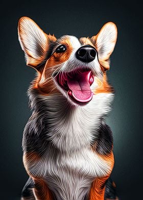 Cute Corgi Gaming' Poster, picture, metal print, paint by Michael I. Organ