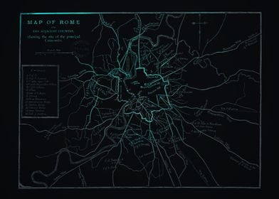 Rome old vintage glow map