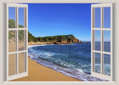 Window view sea landscape