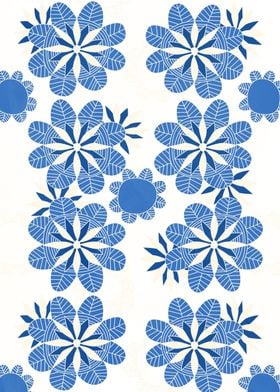 Floral Mandala Blue White