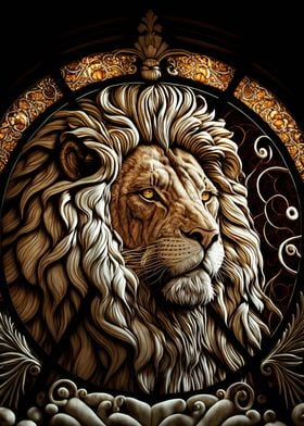 Stained Glass Lion Art 2