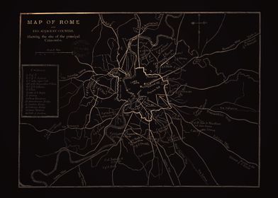 Rome old vintage brown map