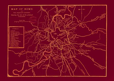 Rome Vintage red old map