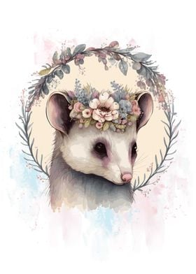 Cute Watercolor Possum