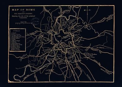 Rome vintage black old map