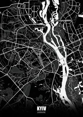 Kyiv Ukraine Dark Map