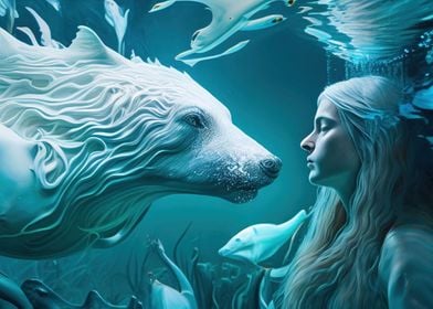 Sea Goddess and her wolf