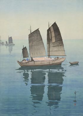 Ukiyo e  Sailing Boats