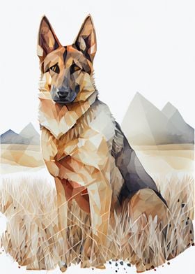 German shepherd low poly