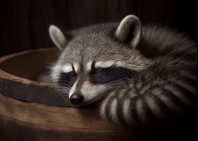 sleeping racoon