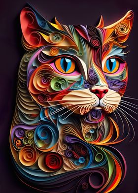 Quilled Cat Portrait