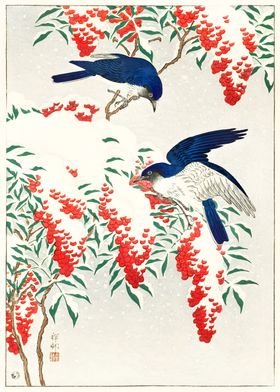 Ukiyo e Blue Bird 