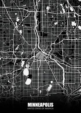 Minneapolis USA Dark Map