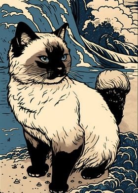 Birman Cat Ukiyoe