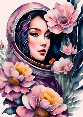 floral Astronaut girl