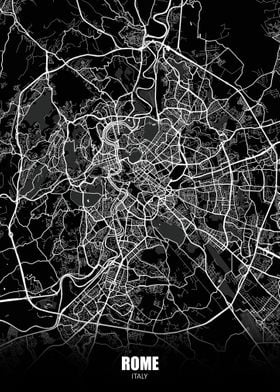 Rome Italy Dark Map