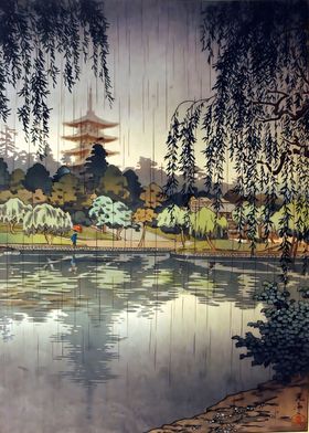 Ukiyo e Rain at Kofukuji