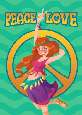 Hippie Peace Love Girl