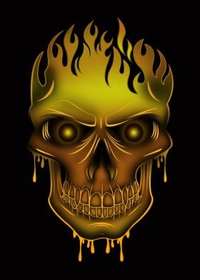 Gold Flame Skull