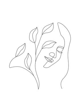 Floral Woman Head outline