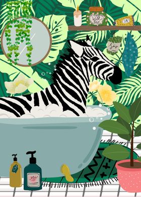 Bathing zebra