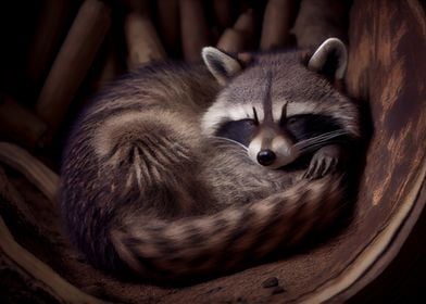 sleeping racoon