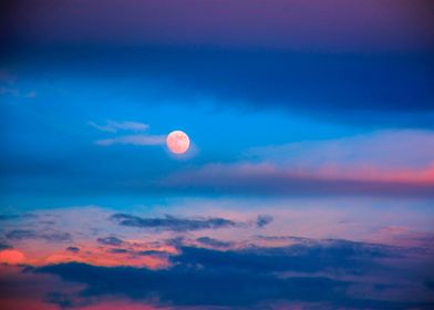 Dreamy moon in clouds