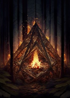 Bonfire in a forest