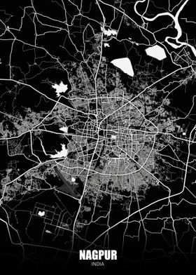 Nagpur India Dark Map