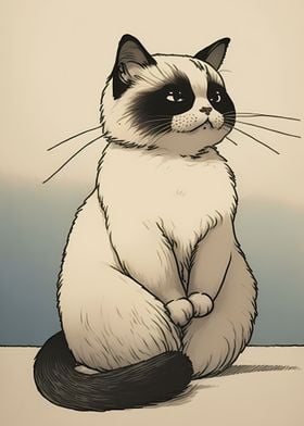 Birman Cat Ukiyoe