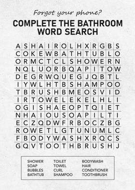 Bathroom Word Search