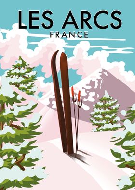 Les Arcs France ski poster