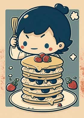 Small boy eats Pancakes uk