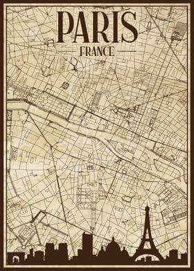 Paris Map Skyline