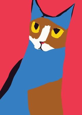 Pink and Blue Cat Poster