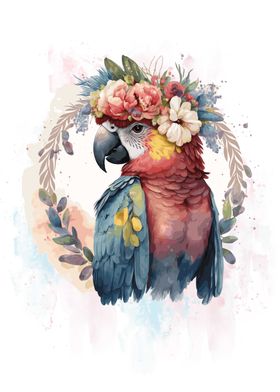 Colorful Watercolor Macaw