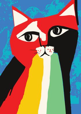 Rainbow Cat Painting