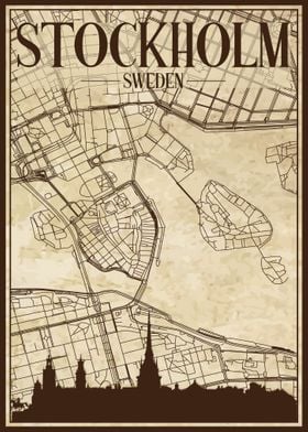 Stockholm Map Skyline