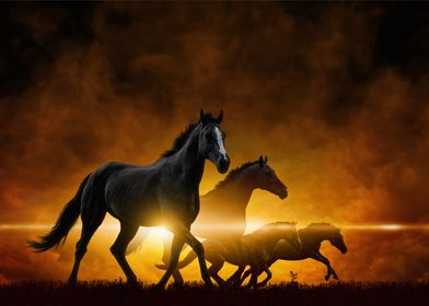 Four Running Horses