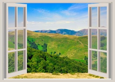 Window view mountains