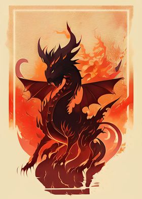 Flame Dragon Silhouette 