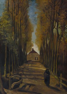 Avenue of poplars autumn