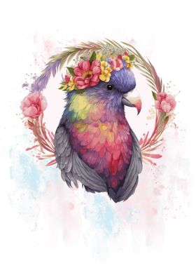 Floral Lory Bird Painting