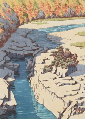 Ukiyo e Kiso River 1925